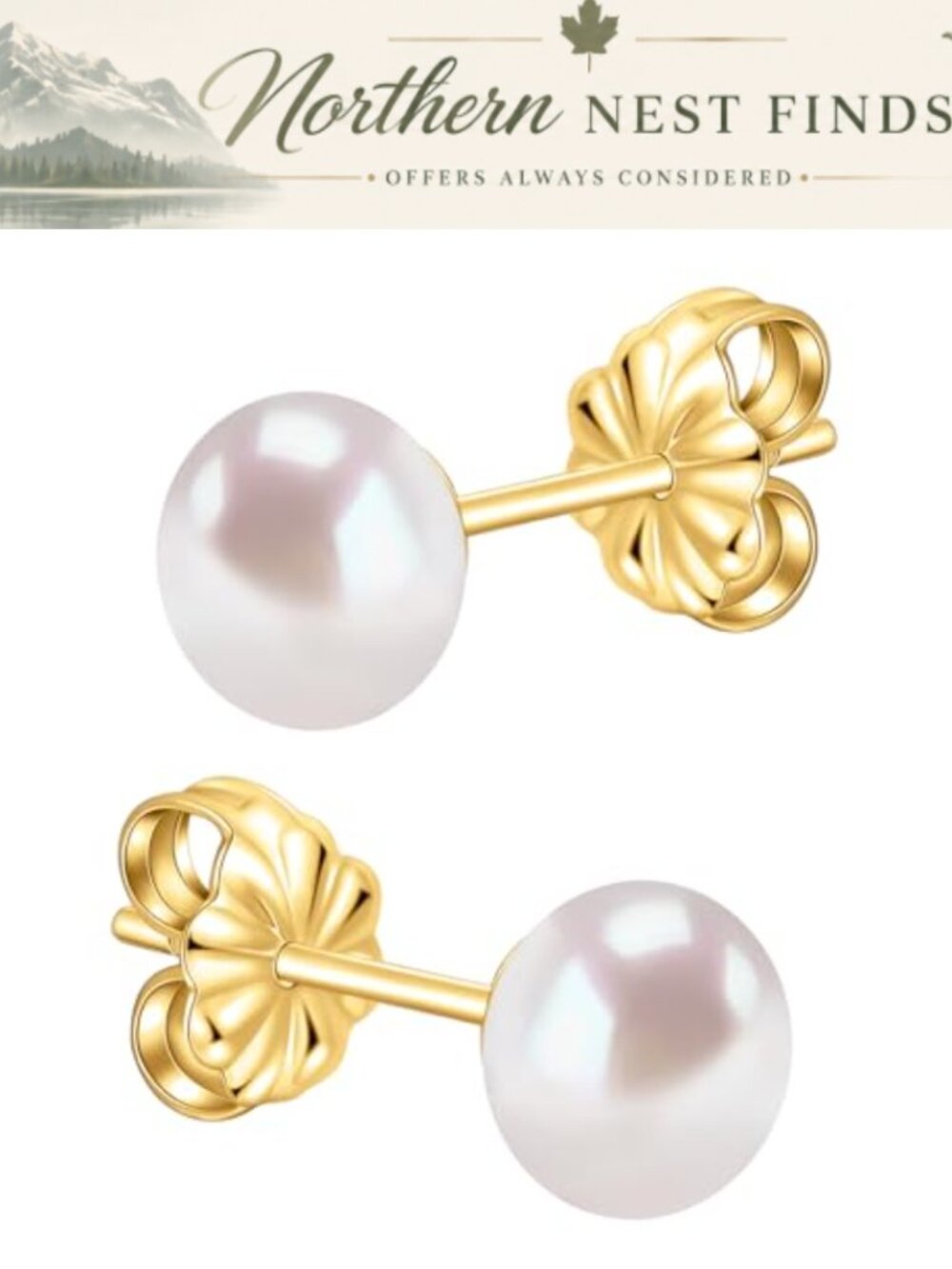 Titanium Freshwater Pearl Stud Earrings 5-8MM Hypoallergenic 18K Gold Plated